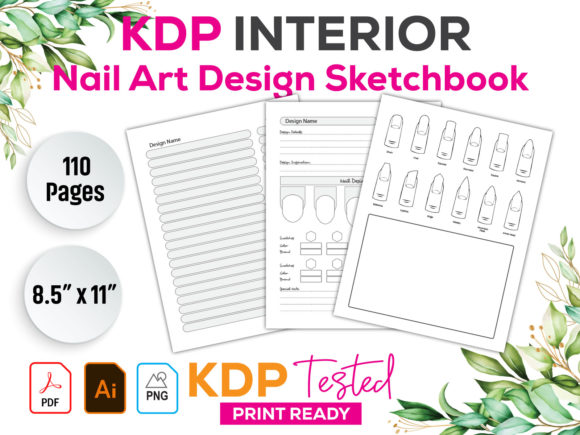 Download Nail Art Design Sketchbook KDP Interior - Sketch Collection